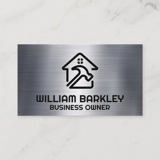 Hammer en Home Logo | Metaal Visitekaartje (Voorkant)