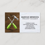 Hammer en schroevendraaier | Hout en rugzak Visitekaartje (Voorkant)