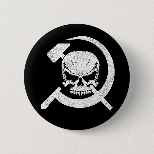 Hammer en Sickle met Skull Ronde Button 5,7 Cm (Voorkant)