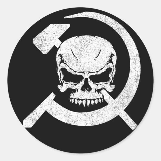 Hammer en Sickle met Skull Ronde Sticker (Voorkant)