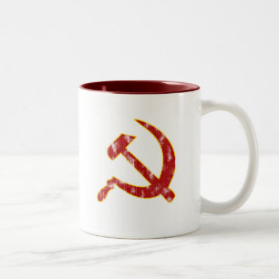 Hammer en Sickle (versleten blik) Tweekleurige Koffiemok