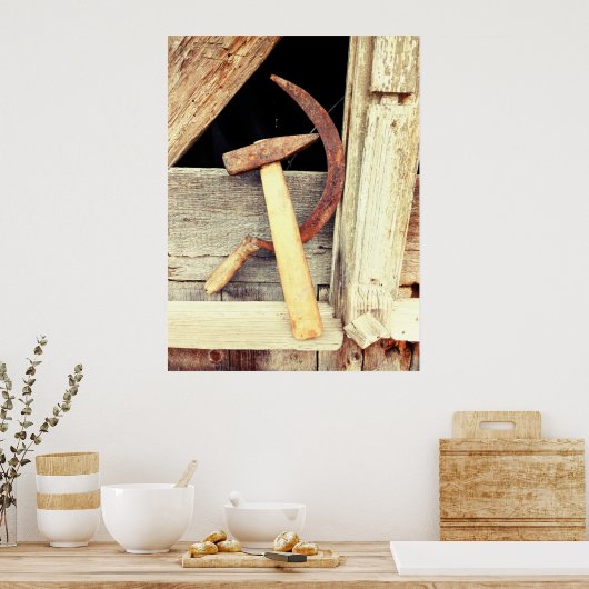 Hammer en sikkel - communistisch symbool poster (Keuken)