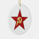 Hammer en sikkel in de rode ster keramisch ornament (Rechts)
