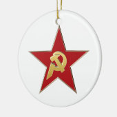 Hammer en sikkel in de rode ster keramisch ornament (Links)