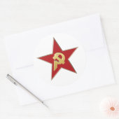 Hammer en sikkel in de rode ster ronde sticker (Envelop)