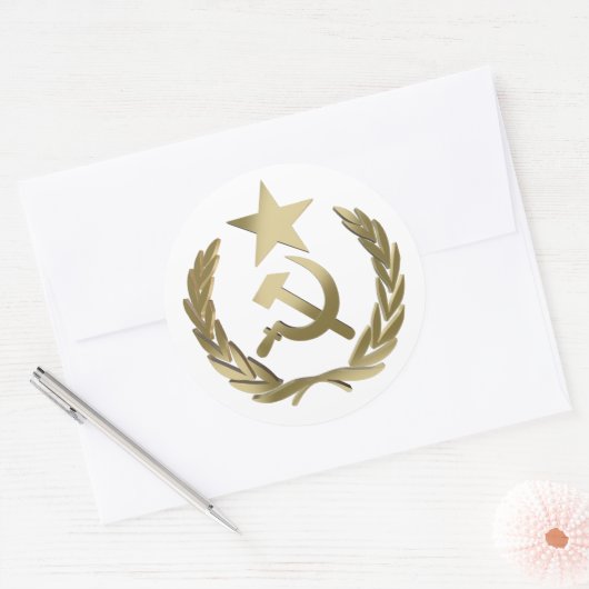 Hammer en sikkel ronde sticker (Envelop)