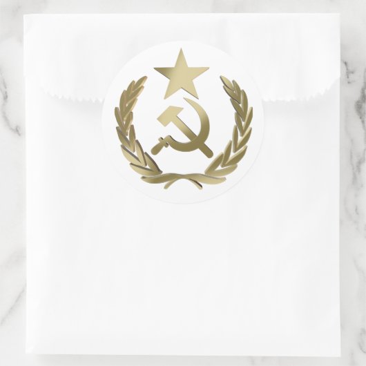 Hammer en sikkel ronde sticker (Tas)