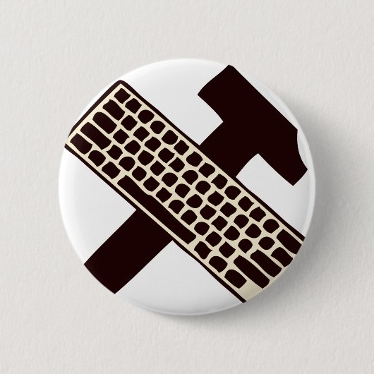 Hammer en toetsenbord ronde button 5,7 cm (Voorkant)
