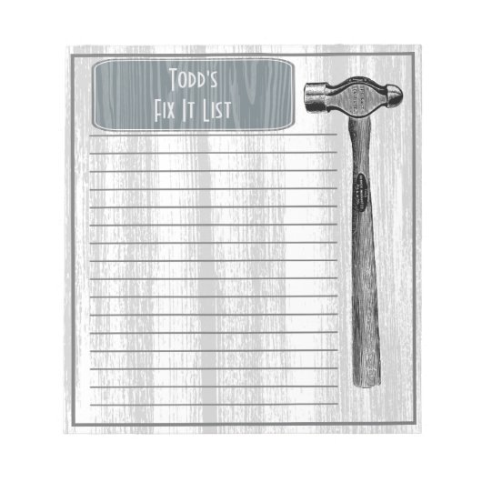 Hammer Fix it Chore List Notitieblok (Voorkant)