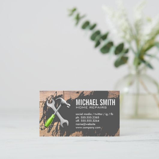 Hammer | Frankrijk | Hout en baksteen Visitekaartje (Staand voorkant)