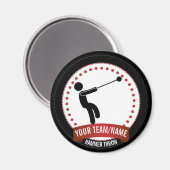 Hammer gooit zwarte witte rode naam magnet (Voorkant / Achterkant)