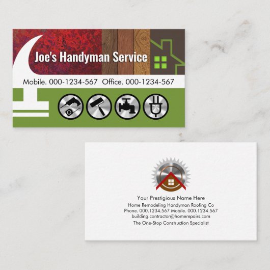 Hammer Home Houten Lagen Builder Visitekaartje (Voorkant / Achterkant)