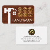 Hammer Home Silhouette Gold Handyman Tools Visitekaartje (Voorkant / Achterkant)
