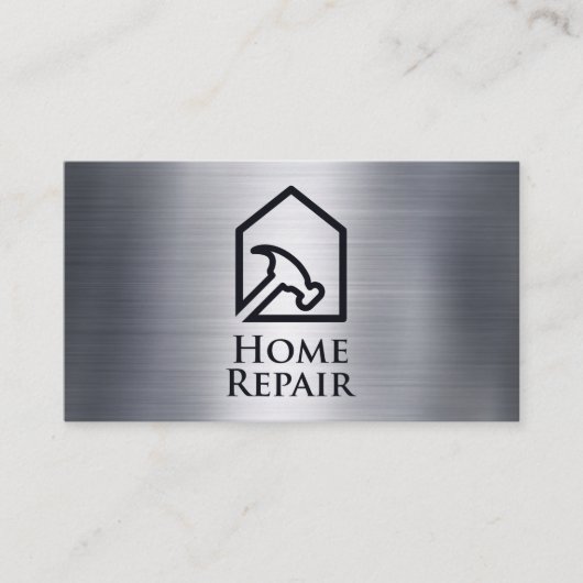 Hammer House-logo | Metalen structuur achtergrond Visitekaartje (Voorkant)