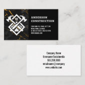 Hammer House Logo | Zwart Goud Marmer Visitekaartje (Voorkant / Achterkant)