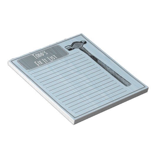 Hammer it out Fix it Chore List Monogram Notitieblok (Schuin)