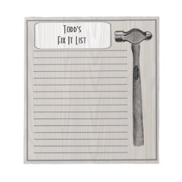 Hammer it out Fix it Handy Man Chore List Monogram Notitieblok
