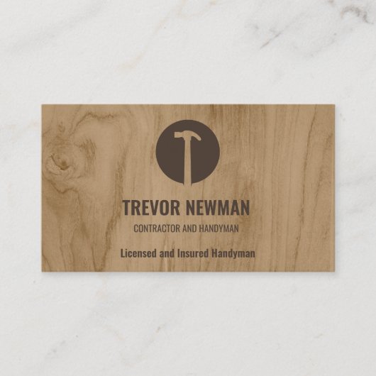 Hammer Logo Construction Handyman Carpenter Visitekaartje (Voorkant)