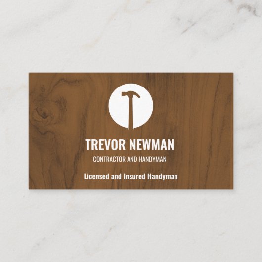 Hammer Logo Construction Handyman Carpenter Visitekaartje (Voorkant)