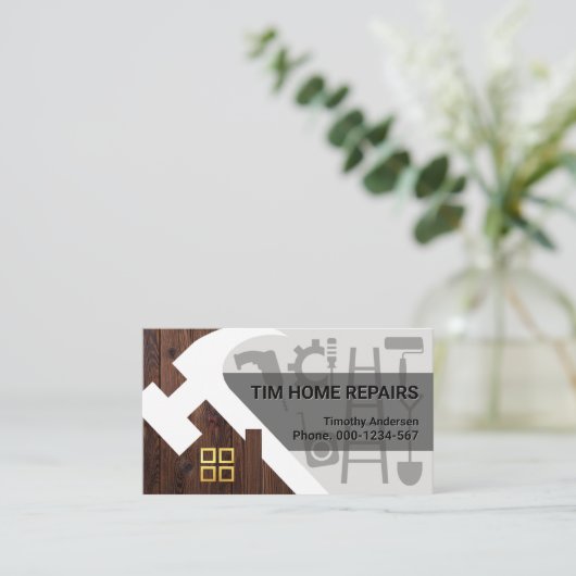 Hammer Rooftop Building Handyman Visitekaartje (Staand voorkant)