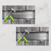 Hammer Screwdriver Logo | Hout | Metaal Visitekaartje (Voorkant / Achterkant)