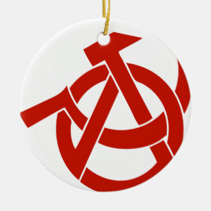 HAMMER SICKLE ANARCHY LOGO KERAMISCH ORNAMENT