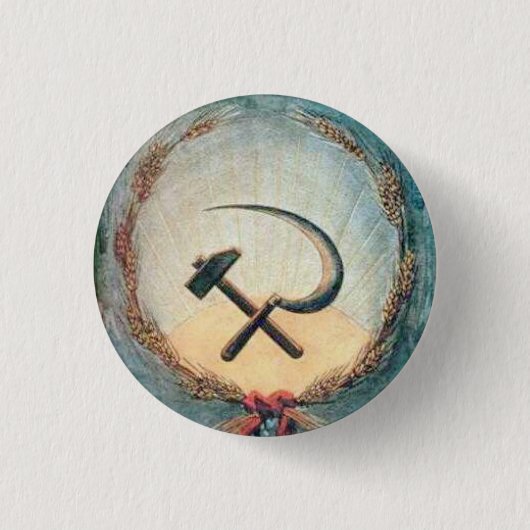 Hammer & Sickle Wheat Small, 1¼ inch ronde Button (Voorkant)