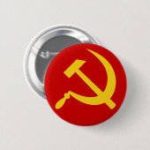 Hammer & sikkelknop (geel) ronde button 5,7 cm (Voorkant /achterkant)