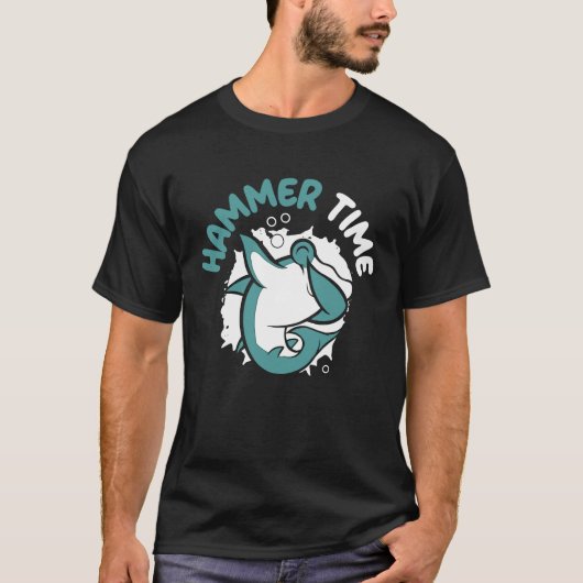 Hammer Time Shark Dierenvriend Marine Bioloog T-shirt (Voorkant)