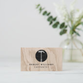 Hammer Wooden Carpenter Construction QR Code Visitekaartje (Staand voorkant)