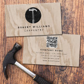Hammer Wooden Carpenter Construction QR Code Visitekaartje