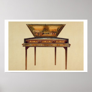 Hammered dulcimer in een geverfde soundbox, 18 cen poster