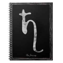 Hammered silver stylized planet Saturn symbol  Notitieboek