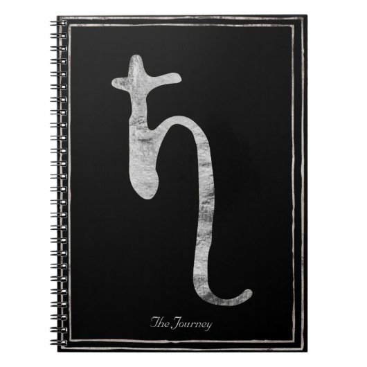 Hammered silver stylized planet Saturn symbol  Notitieboek (Voorkant)