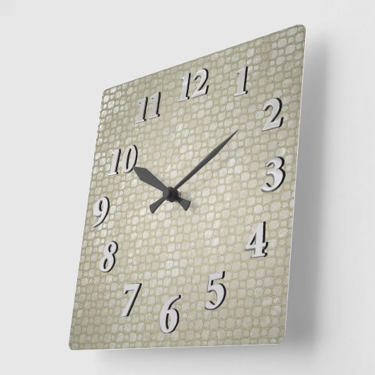 Hammered Silver Vierkante Klok (Hoek)