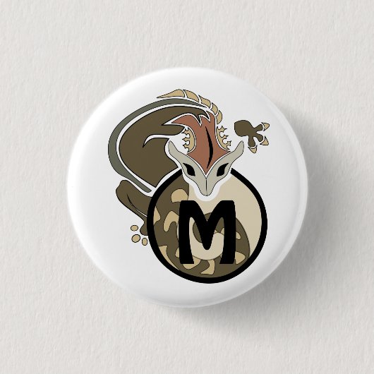 Hammerhead Salamander Monogram Ronde Button 3,2 Cm (Voorkant)