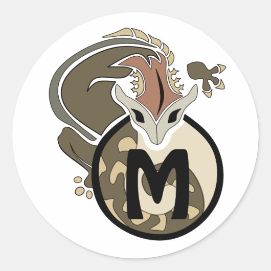 Hammerhead Salamander Monogram Ronde Sticker (Voorkant)