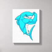Hammerhead shark as Bodybuilder at Bodybuilding Canvas Afdruk (Voorkant)