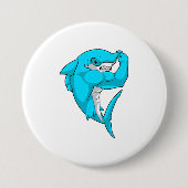 Hammerhead shark as Bodybuilder at Bodybuilding Ronde Button 7,6 Cm (Voorkant)