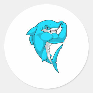 Hammerhead shark as Bodybuilder at Bodybuilding Ronde Sticker
