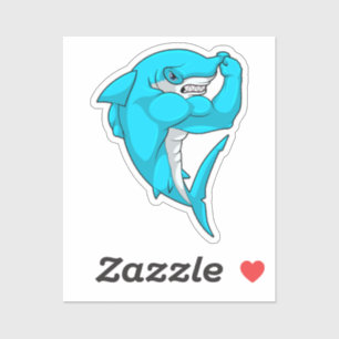 Hammerhead shark as Bodybuilder at Bodybuilding Sticker