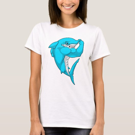 Hammerhead shark as Bodybuilder at Bodybuilding T-shirt (Voorkant)