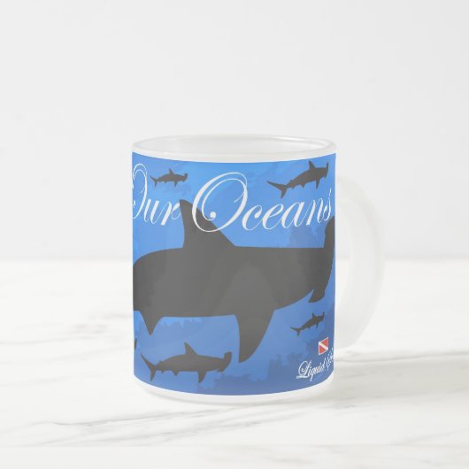 HammerHead Shark - bespaar onze oceanen Matglas Koffiemok (Voorkant rechts)