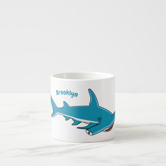 Hammerhead shark cartoon illustration espresso kop (Voorkant)