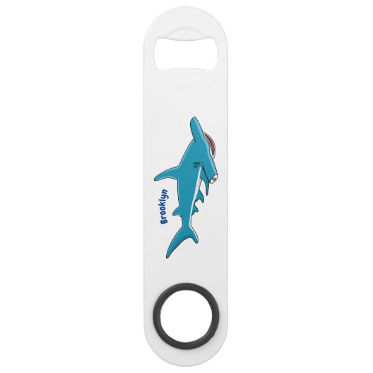Hammerhead shark cartoon illustration speed flessenopener (Achterkant)