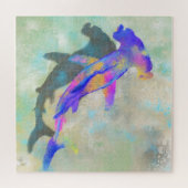 Hammerhead Shark - Gemigreerde Waterverf Art Colle Legpuzzel (Horizontaal)