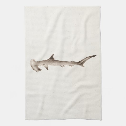 Hammerhead Shark Illustration Retro Sharks Theedoek (Verticaal)