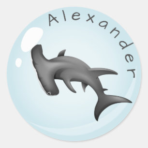 Hammerhead Shark in the Bubble Personalize Ronde Sticker