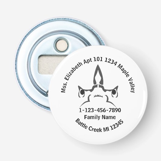 Hammerhead Shark Lost Family Home Adres Button Flesopener (Voorkant)