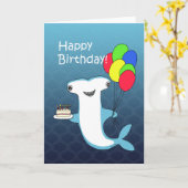 Hammerhead Shark met cake ballonnen grappige verja Kaart (Gele Bloem)